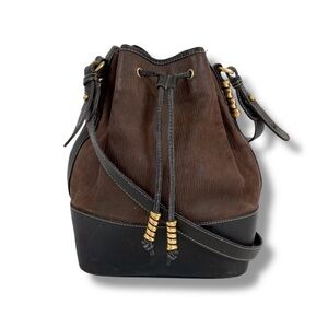 Loewe Brown and Black Leather Bag with Gold Details